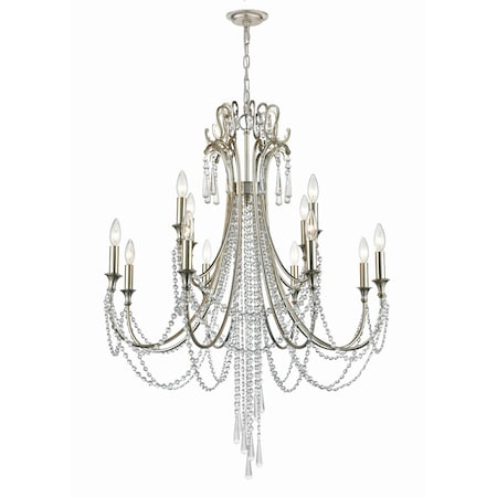 Crystorama Arcadia 12 Light Antique Silver Chandelier ARC-1909-SA-CL-MWP